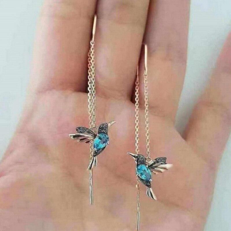 Boucles d'oreilles en émail avec zirconia Colibri
