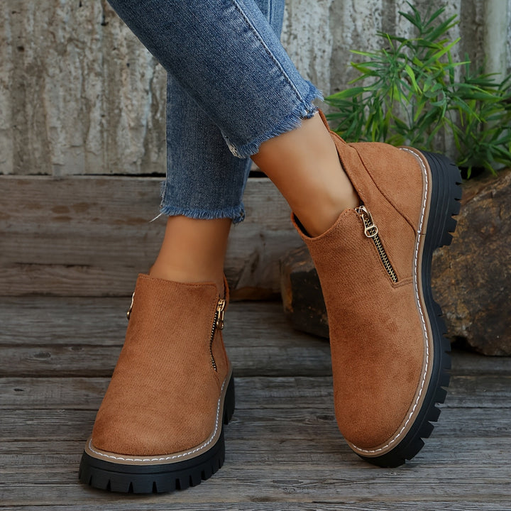 Bottes orthopédiques femme à zip et semelle antidérapante – Raely – Marron