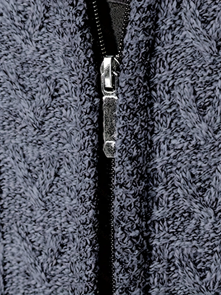 Cardigan zippé homme en maille torsadée à col montant – Henrik – vue 28