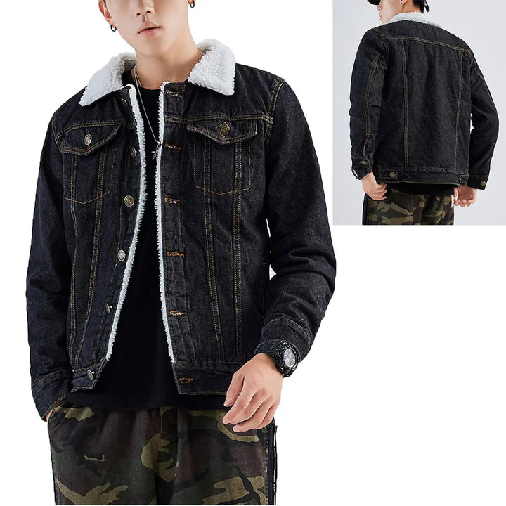 Veste en jean homme doublée sherpa à col fourré – Lucas - vue 5