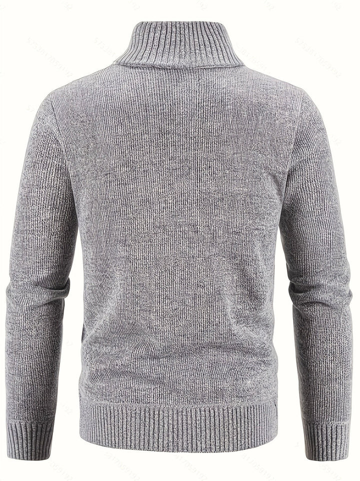Cardigan zippé homme en maille torsadée à col montant – Henrik – vue 9
