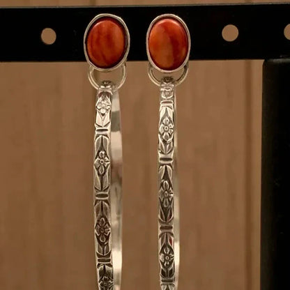 Boucles d'oreilles vintage en onyx boho
