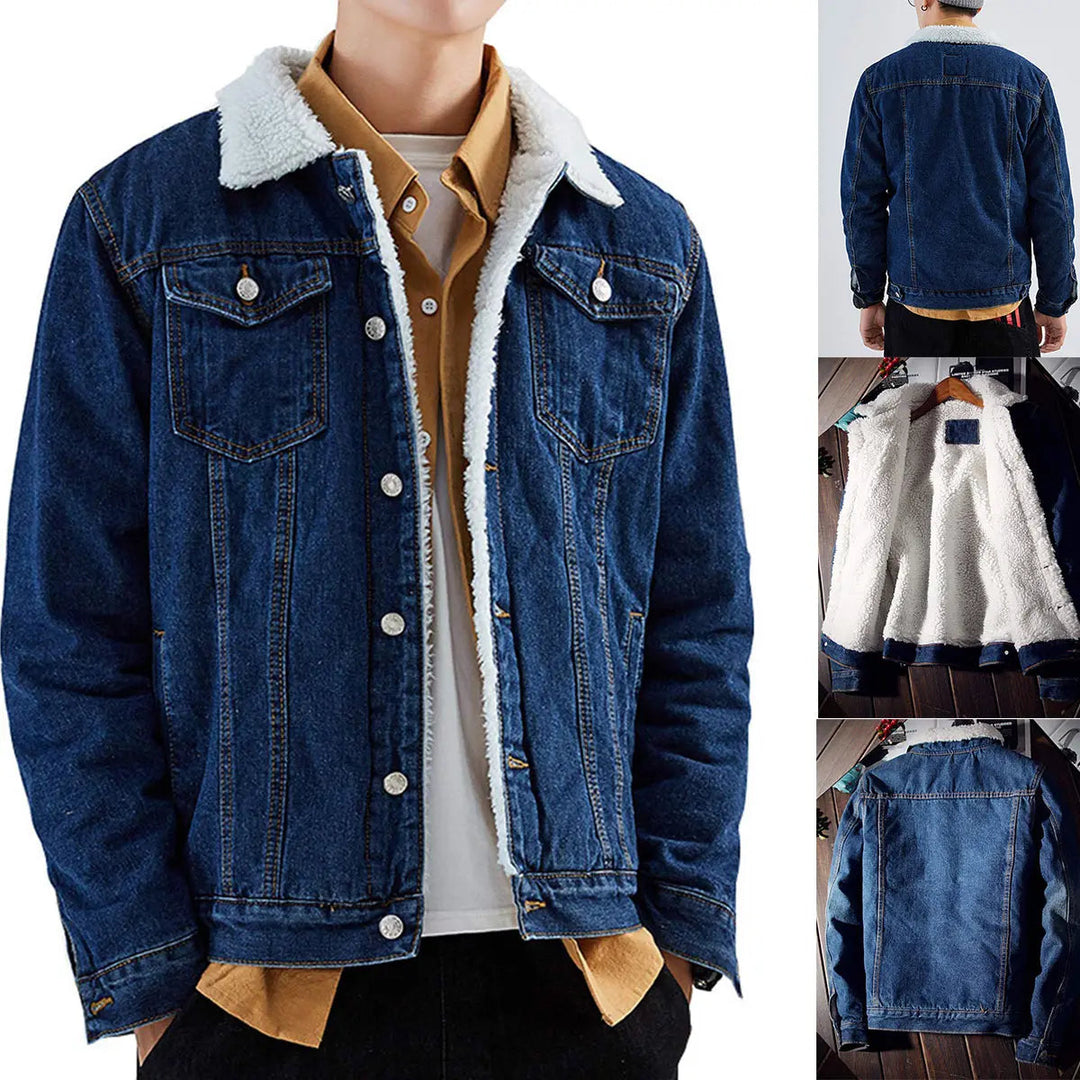 Veste en jean homme doublée sherpa à col fourré – Lucas - vue 6