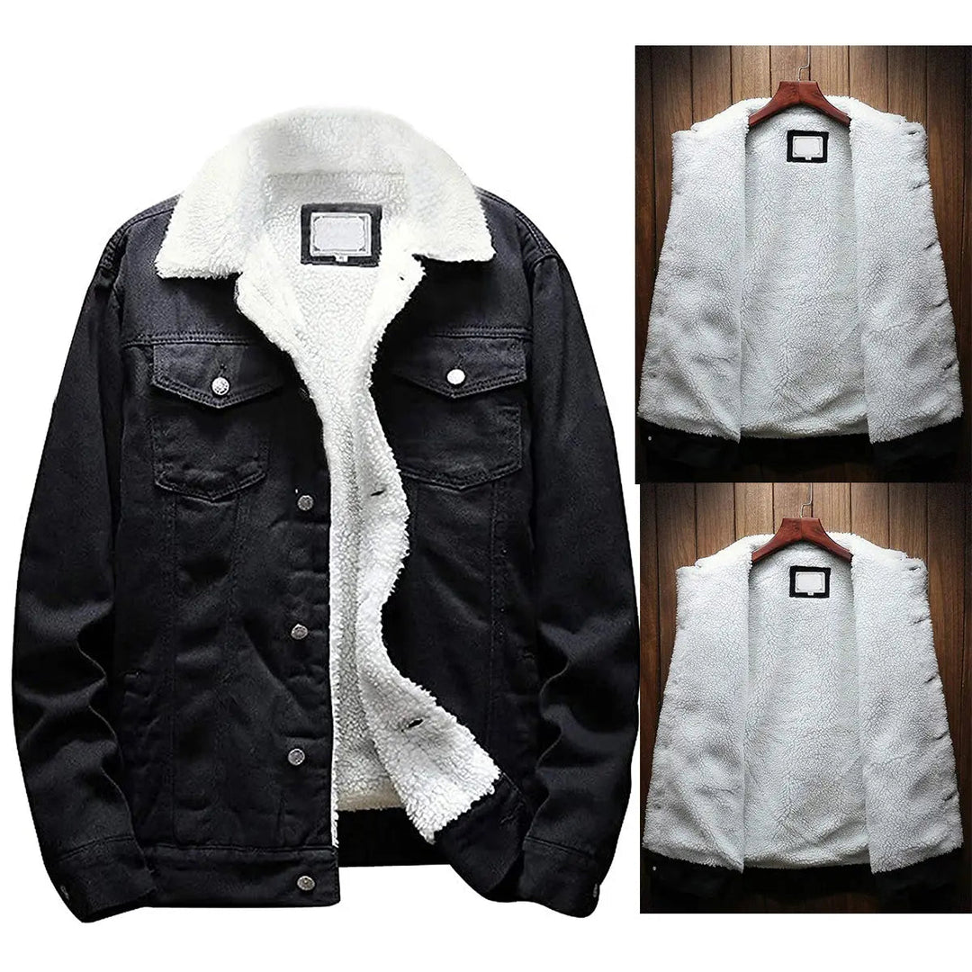 Veste en jean homme doublée sherpa à col fourré – Lucas - vue 7