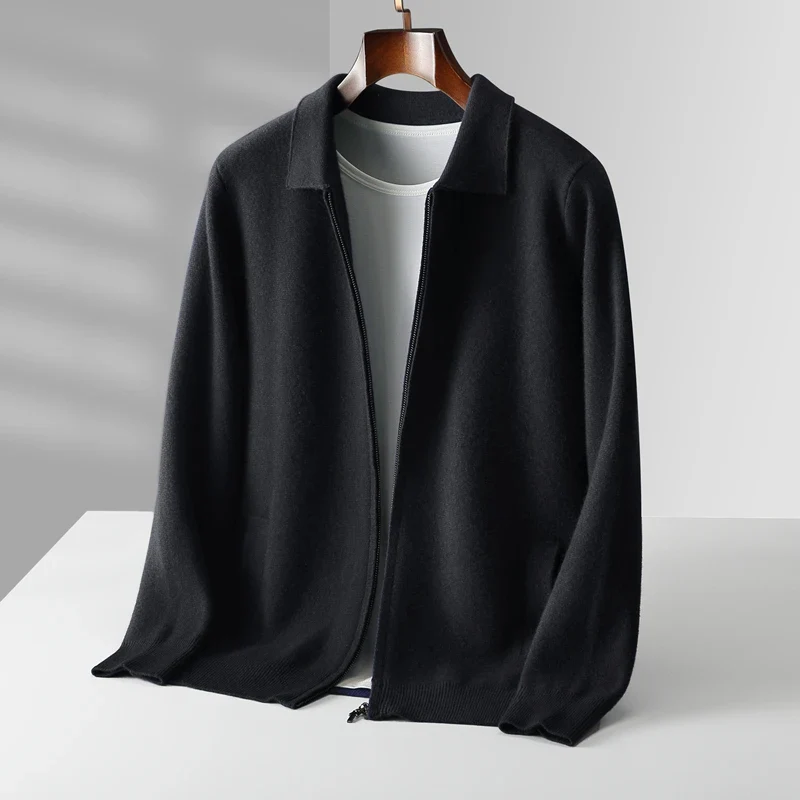 Cardigan zippé homme élégant en maille – Ethan – Noir