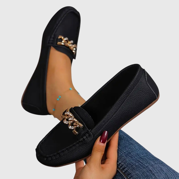 Mocassins femme orthopédiques à chaîne dorée et semelle rembourrée – Melissa – vue 11
