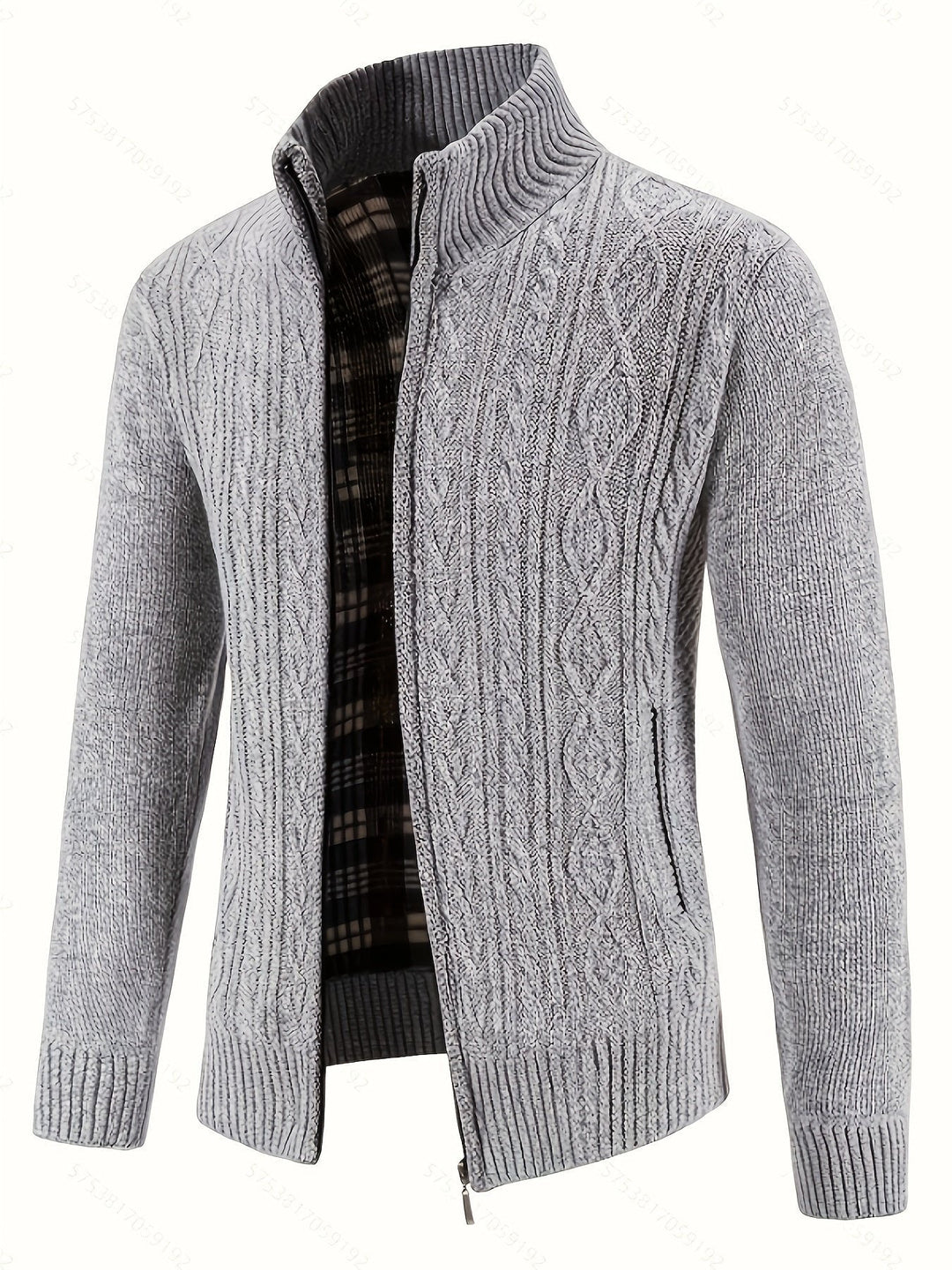 Cardigan zippé homme en maille torsadée à col montant – Henrik – vue 7