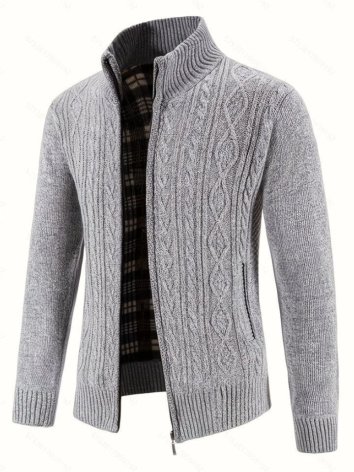 Cardigan zippé homme en maille torsadée à col montant – Henrik – vue 7