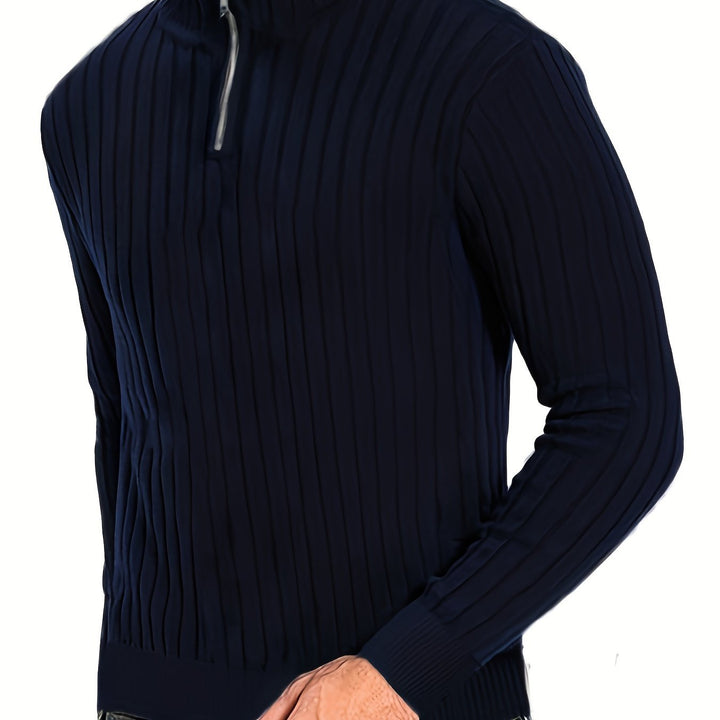 Pull homme en maille côtelée à quart de zip – Bastian