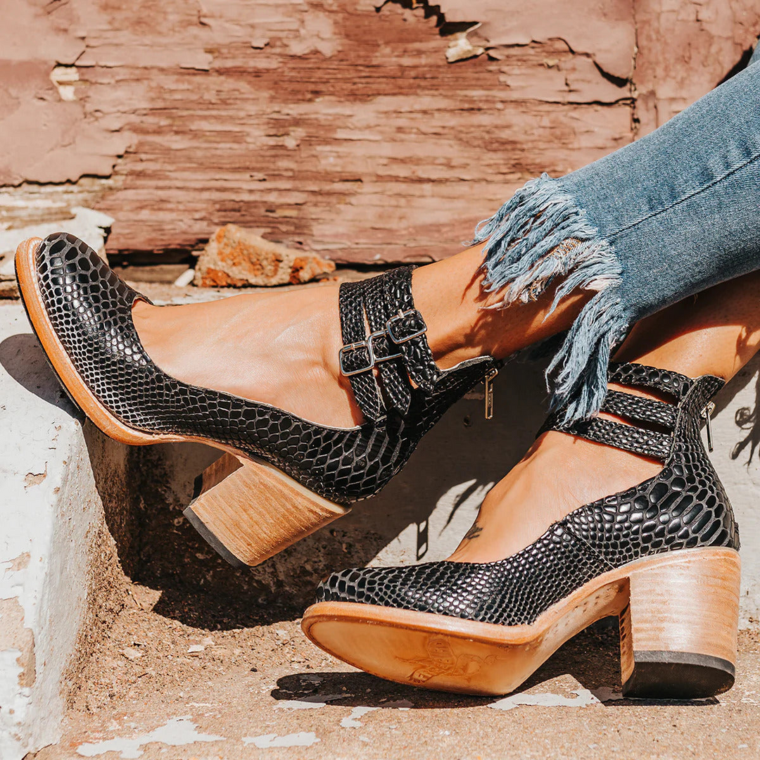 Bottines femme élégantes et confortables – Cassiopée – Noir serpent