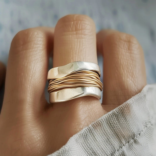 Bague avec Fils d'Argent et d'Or