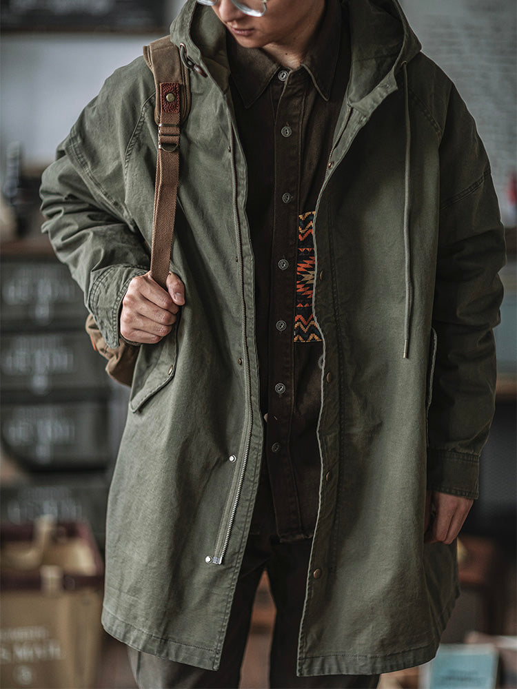 Parka homme style militaire à capuche en coton coupe ample – Thibault - vue 1
