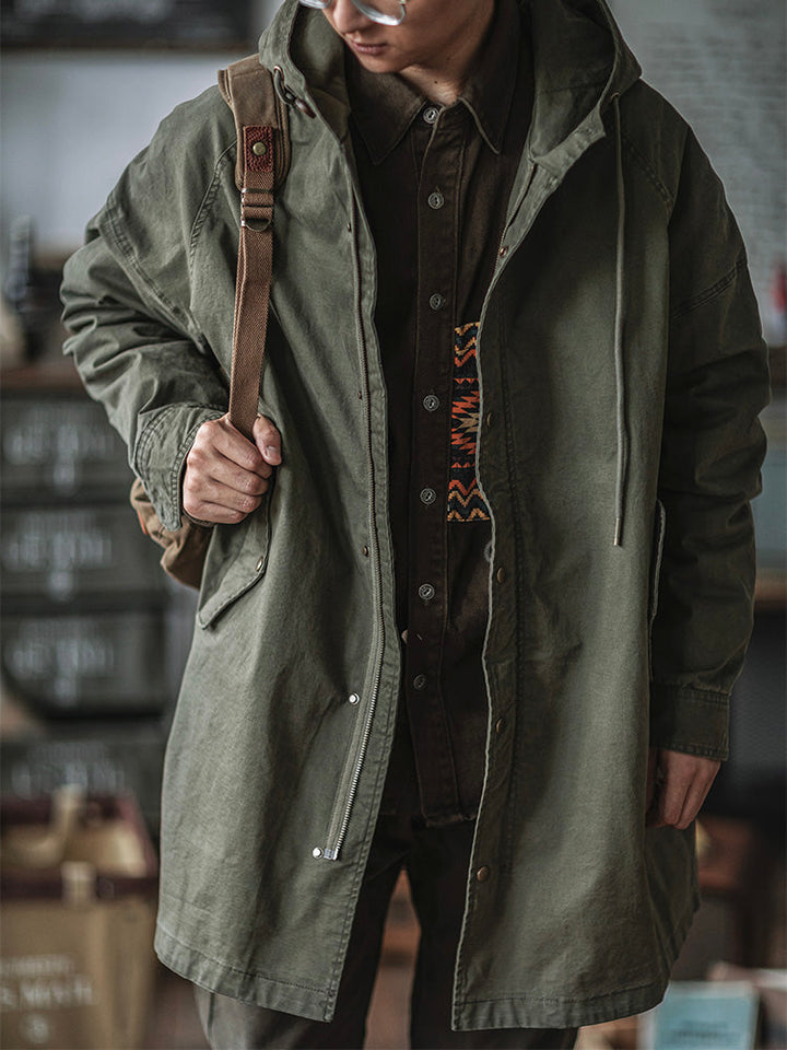 Parka homme style militaire à capuche en coton coupe ample – Thibault - vue 1
