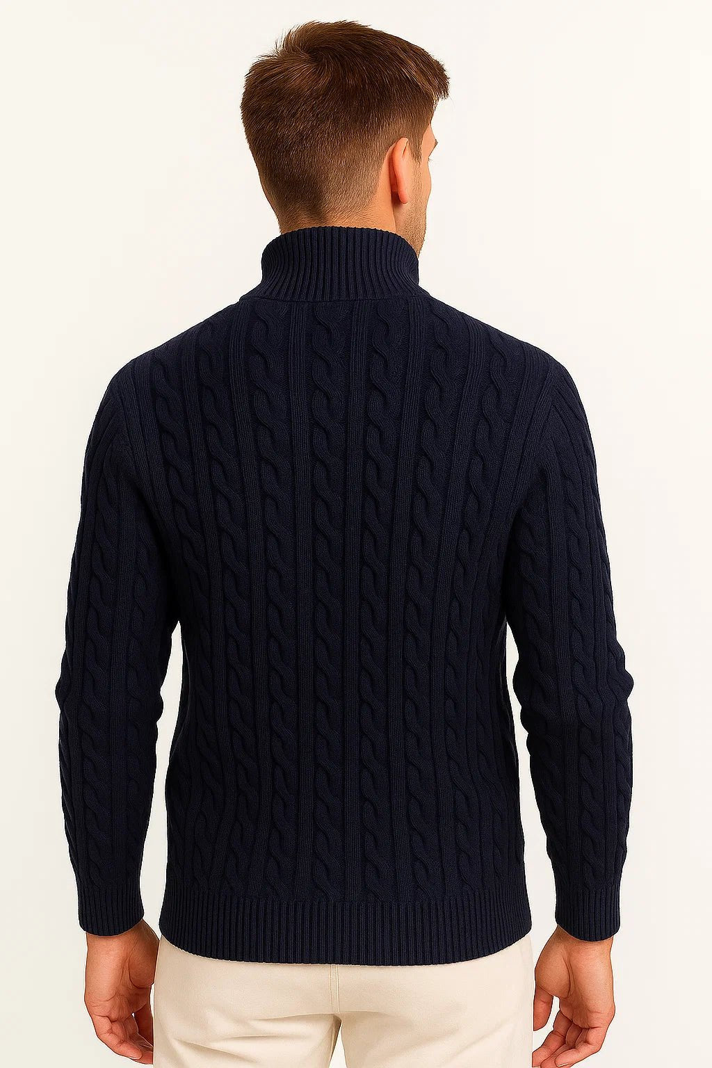Pull homme classique en maille torsadée à quart de zip – Henrik – vue 5