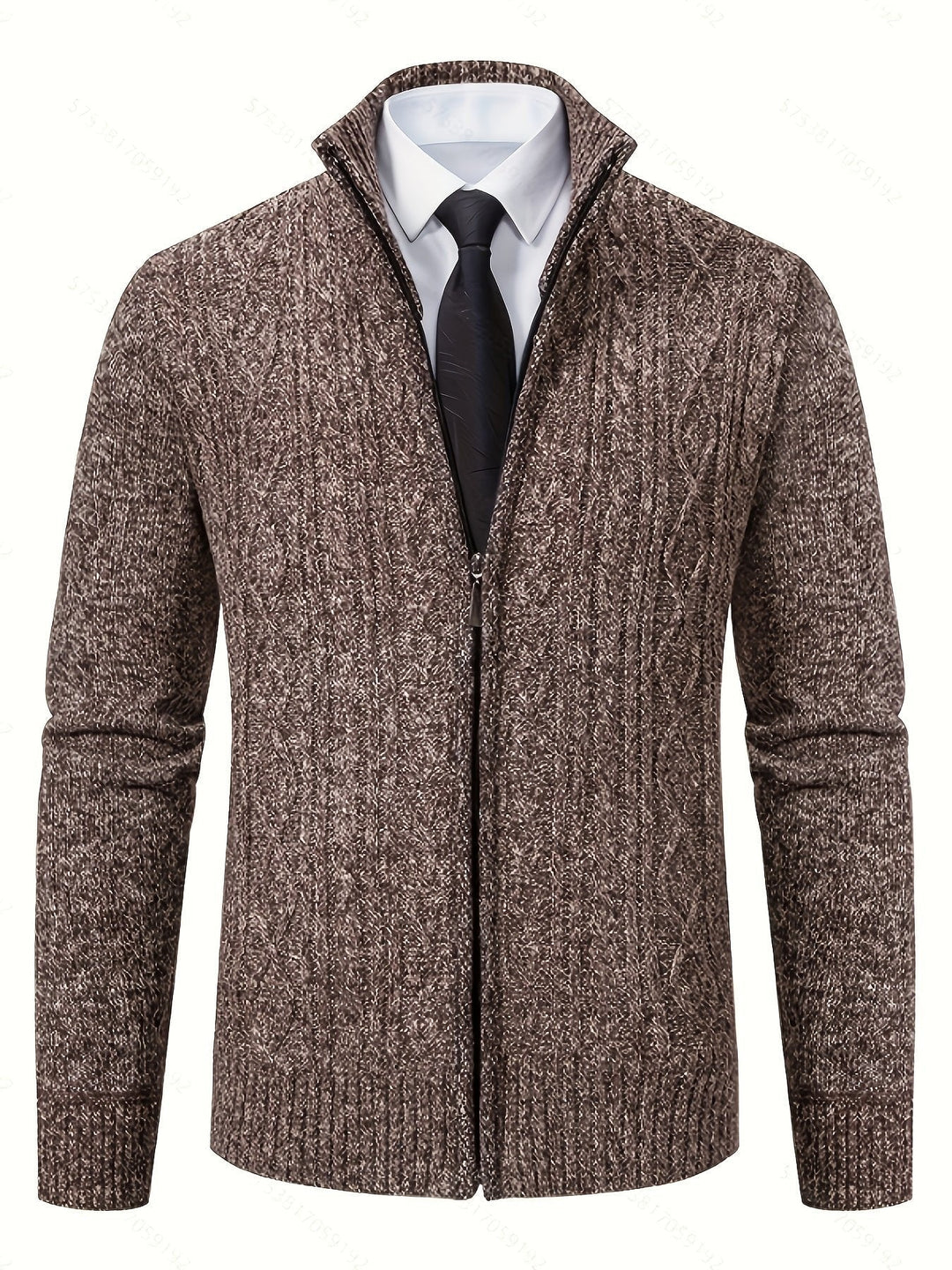 Cardigan zippé homme en maille torsadée à col montant – Henrik – vue 20