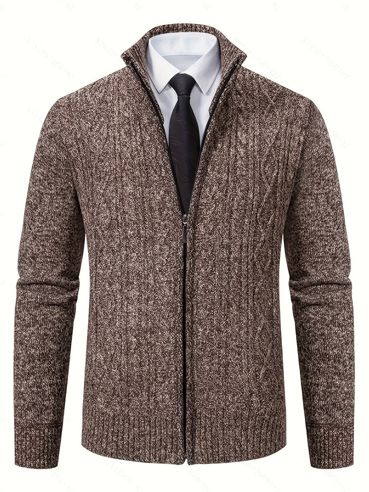 Cardigan zippé homme en maille torsadée à col montant – Henrik – vue 20