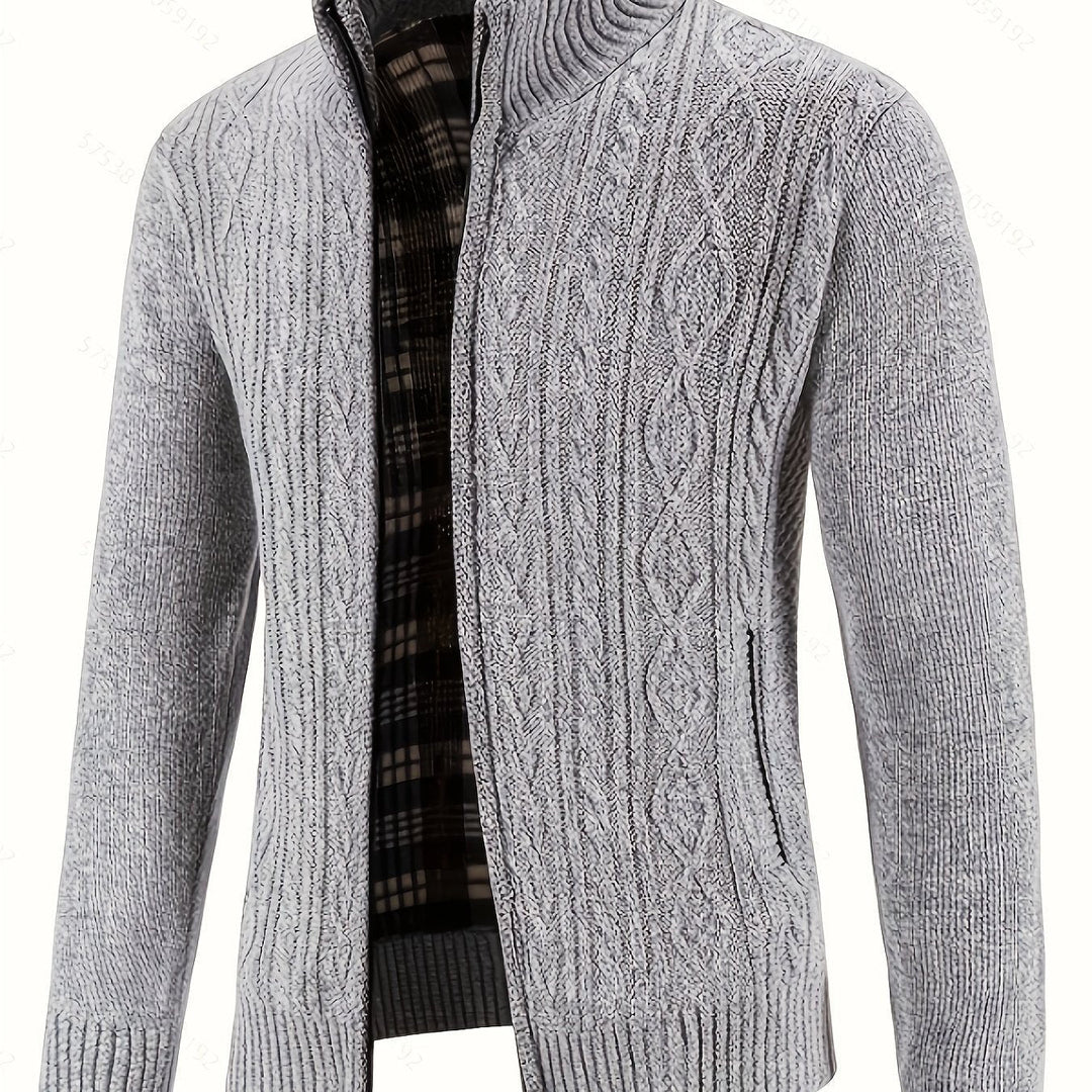 Cardigan zippé homme en maille torsadée à col montant – Henrik – vue 6