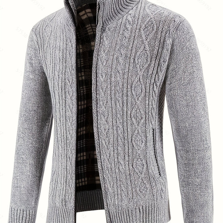 Cardigan zippé homme en maille torsadée à col montant – Henrik – vue 6