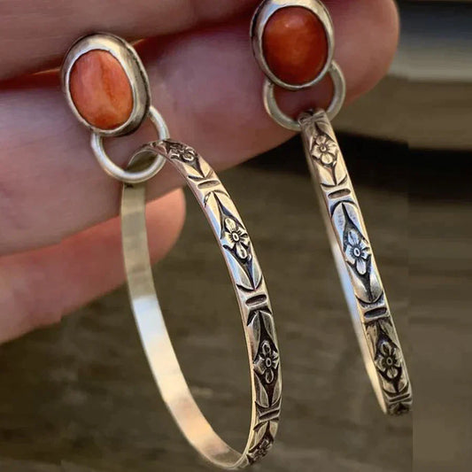 Boucles d'oreilles vintage en onyx boho