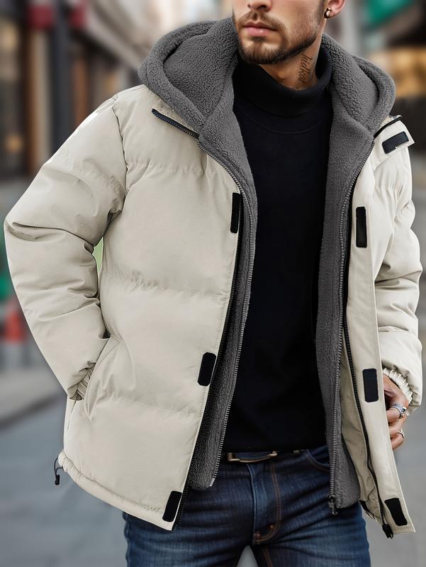 Doudoune homme matelassée à capuche doublée polaire – Mathis - Beige