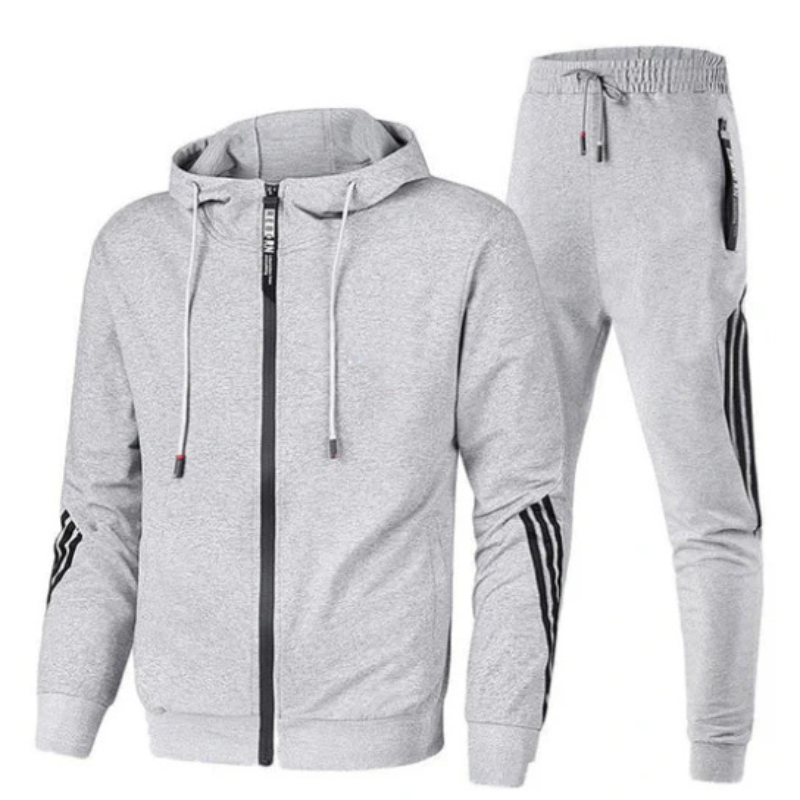 Ensemble homme sweat à capuche et pantalon streetwear moderne – David – Gris