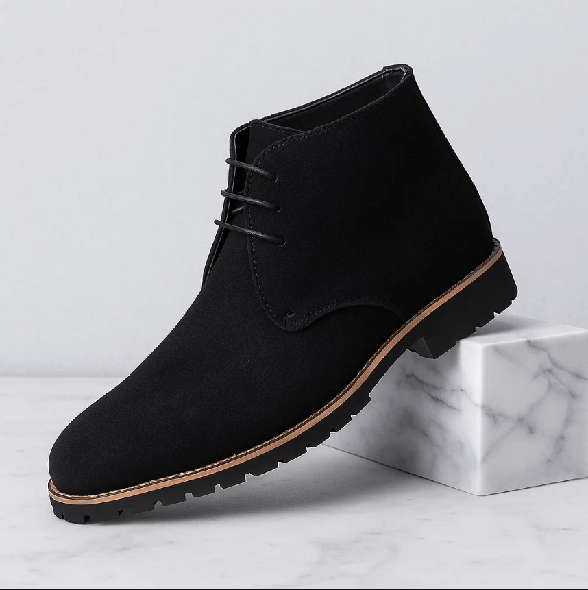 Chukka boots homme effet daim à lacets et semelle crantée – Maxime - Noir