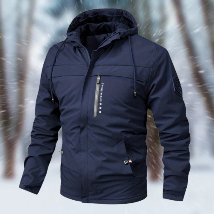 Veste à capuche homme déperlante luxueuse – Hiver – Bleu foncé