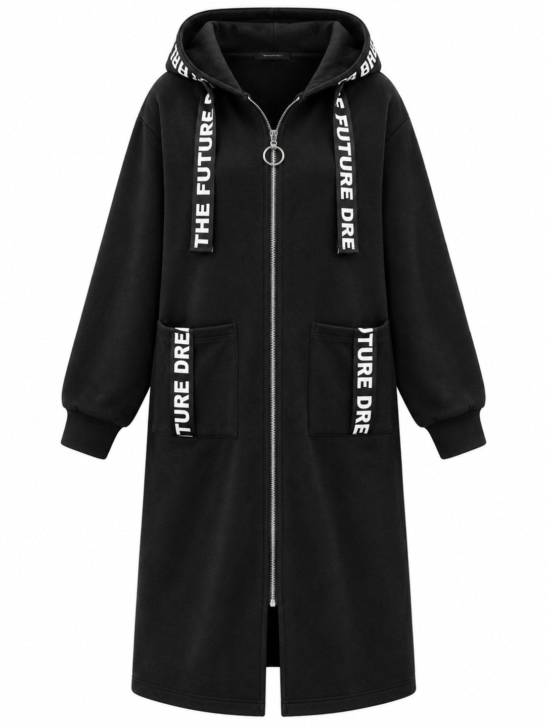 Manteau sweat long femme oversize zippé à capuche – Léonie - vue 5
