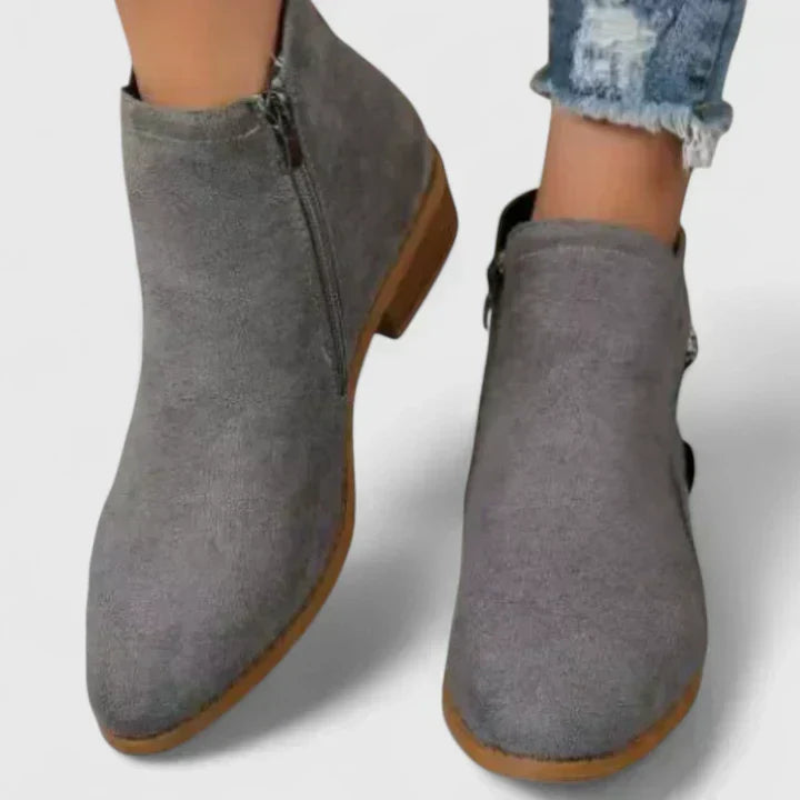 Bottines élégantes femme à soutien orthopédique et zip – Friana – Gris