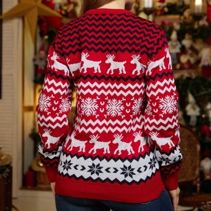 Pull de Noël femme en maille jacquard à motifs rennes et flocons – Holly - vue 6