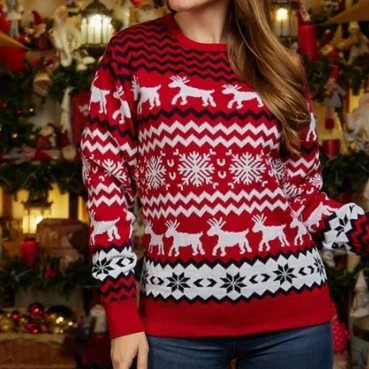 Pull de Noël femme en maille jacquard à motifs rennes et flocons – Holly - vue 4