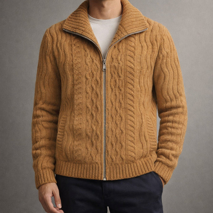 Cardigan zippé homme classique en maille dense à col haut – Sven – vue 4