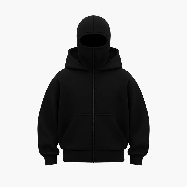 Sweat zippé à capuche unisexe urbain à cache-visage intégré – Matteo – vue 7