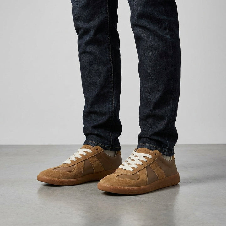 Baskets basses homme rétro à panneaux texturés – Harrington – vue 1