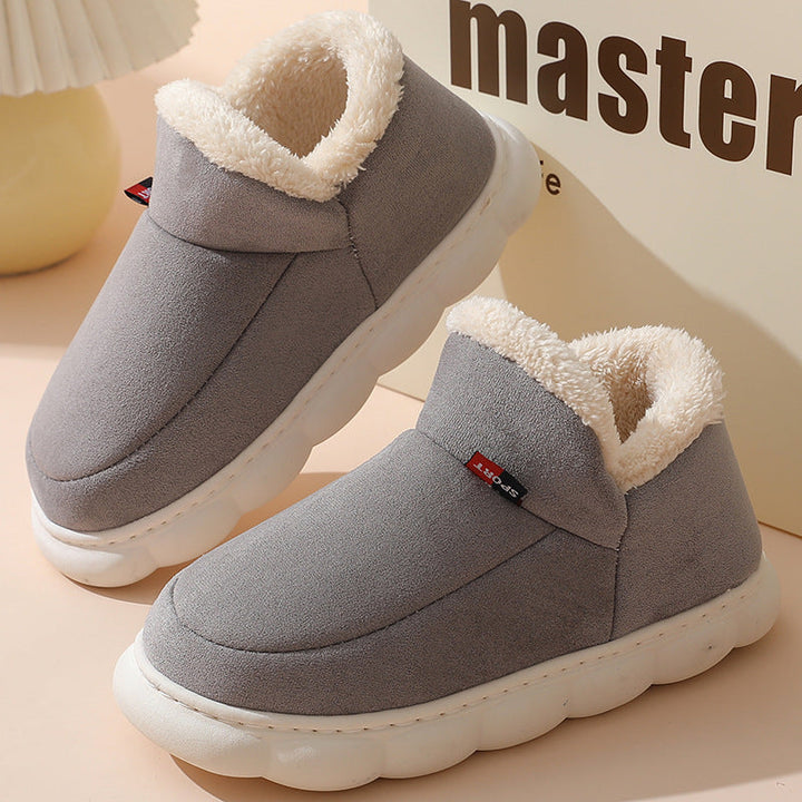 Bottines femme en daim doublées fourrure à plateforme – Elsa – Gris