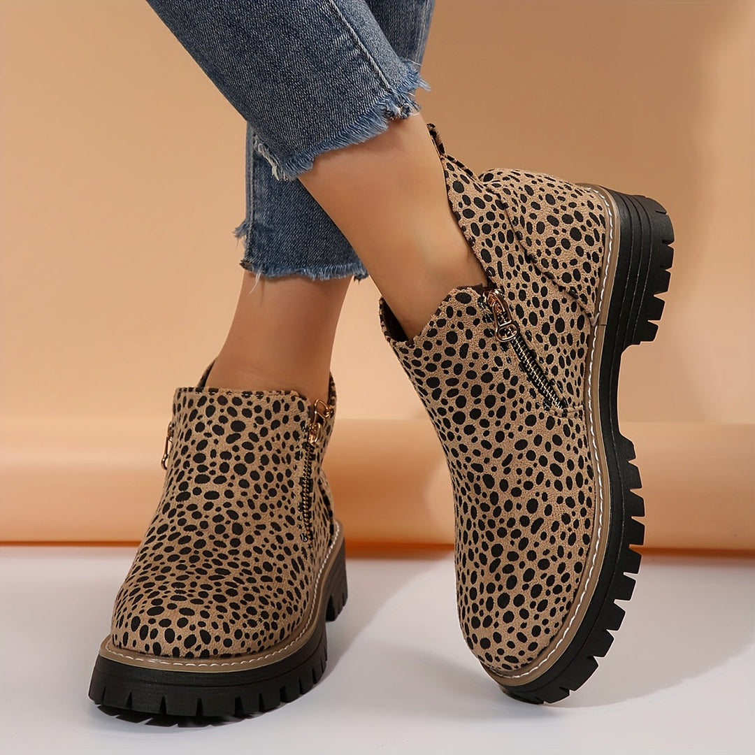 Bottes orthopédiques femme à zip et semelle antidérapante – Raely – Imprimé léopard