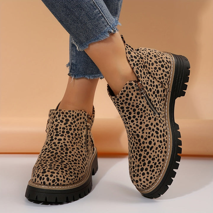 Bottes orthopédiques femme à zip et semelle antidérapante – Raely – Imprimé léopard