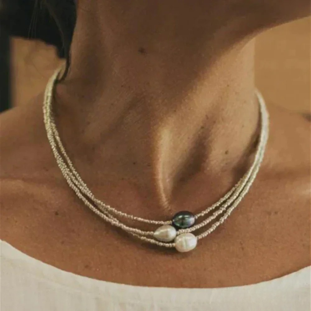 Collier avec des Perles d'Eau Douce Vintage