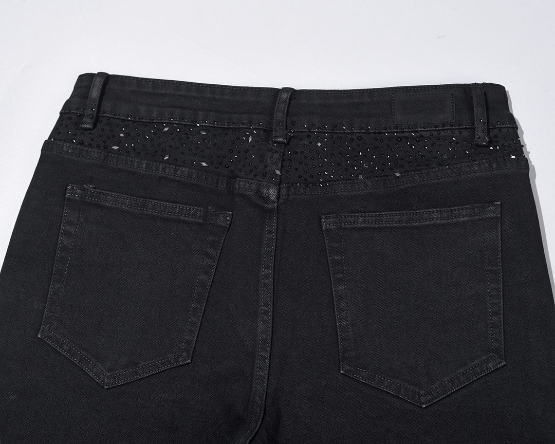 Jean slim homme noir orné de strass scintillants – Nolan - vue 7