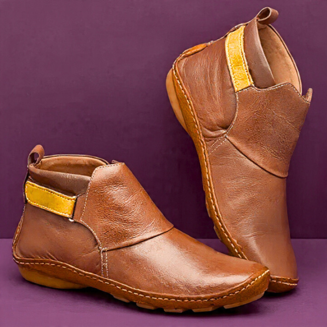 Bottines vintage femme confortables à doublure douce – Mirelda – Marron