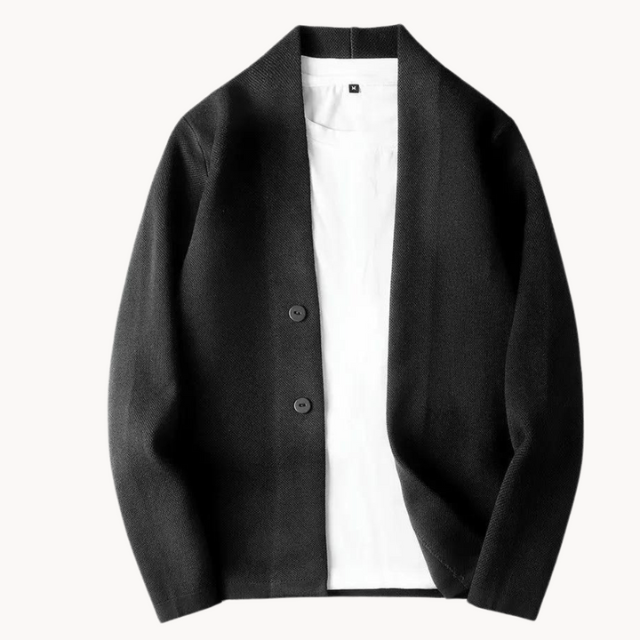 Cardigan homme coupe classique en maille texturée – Arthur – Noir
