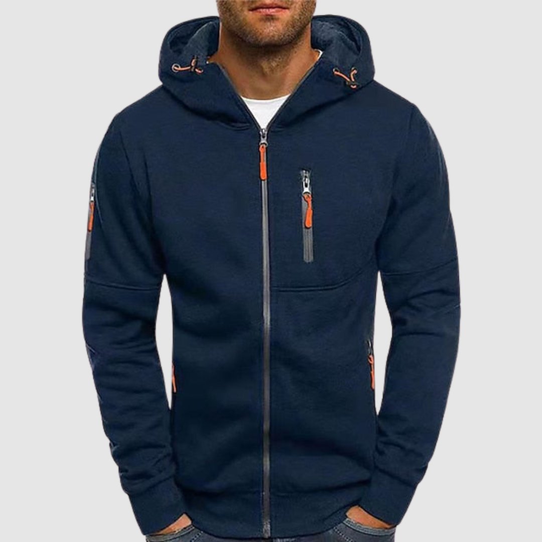 Sweat zippé à capuche homme coupe slim à poche poitrine – Mave – vue 1