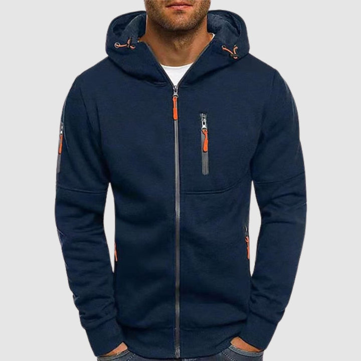 Sweat zippé à capuche homme coupe slim à poche poitrine – Mave – vue 1