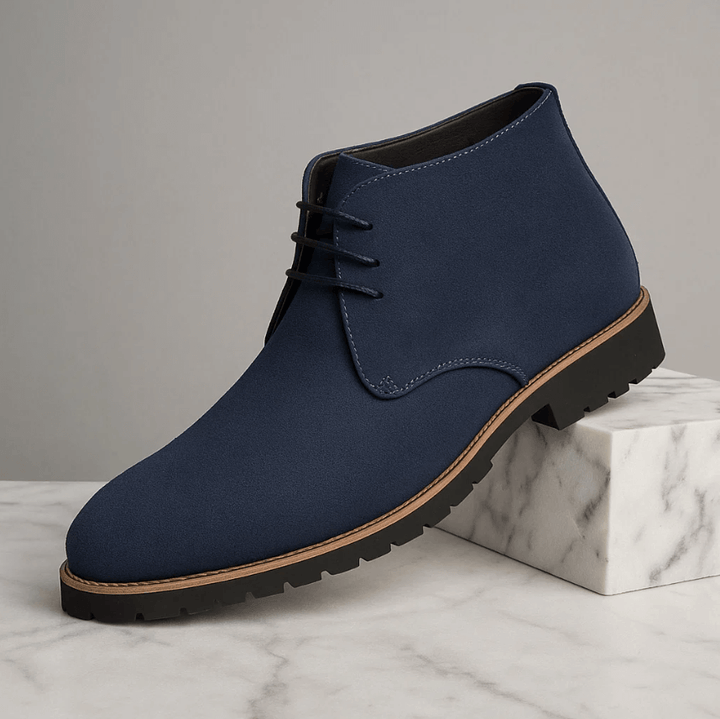 Chukka boots homme effet daim à lacets et semelle crantée – Maxime - Bleu