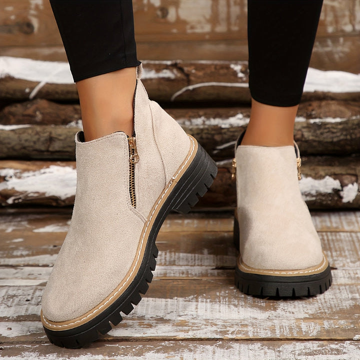 Bottes orthopédiques femme à zip et semelle antidérapante – Raely – Beige