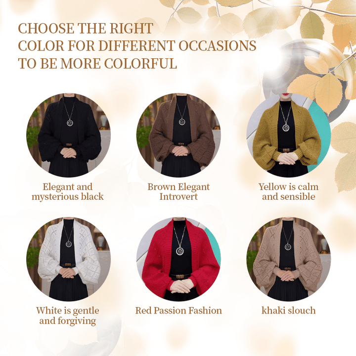 Gilet châle femme en maille ajourée à manches longues – Colette - vue 4
