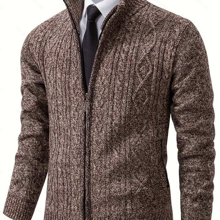 Cardigan zippé homme en maille torsadée à col montant – Henrik – vue 18