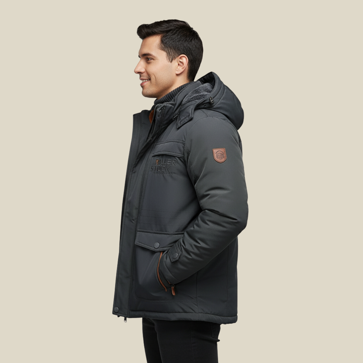 Manteau d'hiver homme robuste et imperméable à capuche amovible – Tobias – vue 5