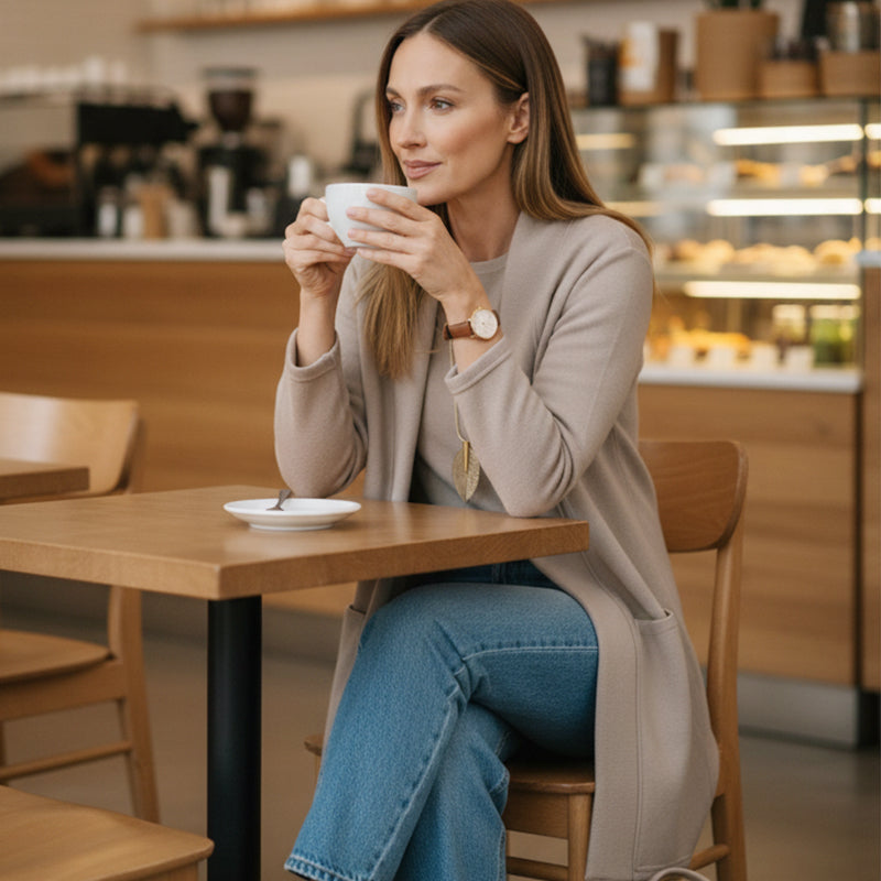 Ensemble 3 pièces femme gilet long, haut et pantalon à ceinture – Héloïse - vue 3