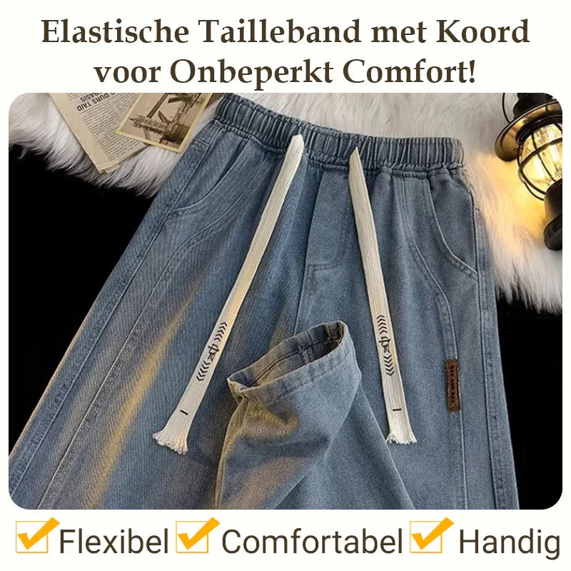Jean droit homme coupe ample à taille élastique et cordon – Victor - vue 6